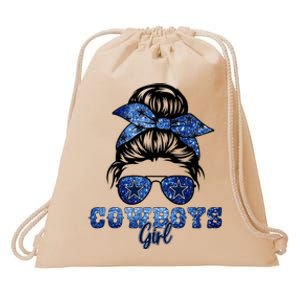 Funny Messy Bun Cowboys Girl Sport Fan Drawstring Bag