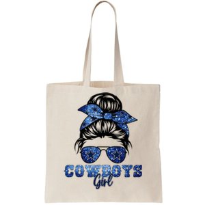 Funny Messy Bun Cowboys Girl Sport Fan Tote Bag