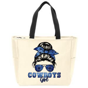 Funny Messy Bun Cowboys Girl Sport Fan Zip Tote Bag