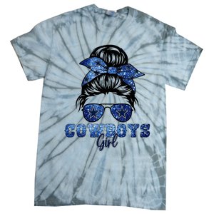 Funny Messy Bun Cowboys Girl Sport Fan Tie-Dye T-Shirt