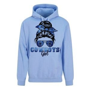 Funny Messy Bun Cowboys Girl Sport Fan Unisex Surf Hoodie