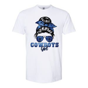 Funny Messy Bun Cowboys Girl Sport Fan Softstyle CVC T-Shirt