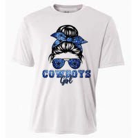 Funny Messy Bun Cowboys Girl Sport Fan Cooling Performance Crew T-Shirt