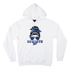 Funny Messy Bun Cowboys Girl Sport Fan Hoodie