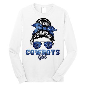 Funny Messy Bun Cowboys Girl Sport Fan Long Sleeve Shirt