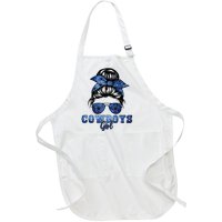 Funny Messy Bun Cowboys Girl Sport Fan Full-Length Apron With Pockets