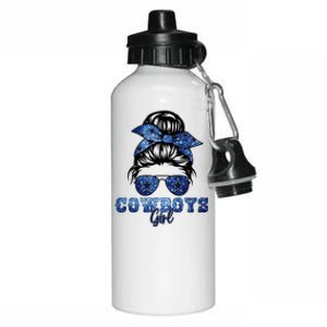 Funny Messy Bun Cowboys Girl Sport Fan Aluminum Water Bottle