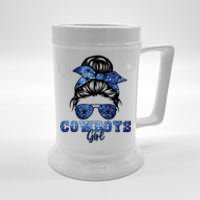 Funny Messy Bun Cowboys Girl Sport Fan Beer Stein