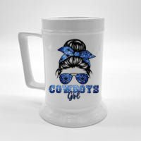 Funny Messy Bun Cowboys Girl Sport Fan Beer Stein