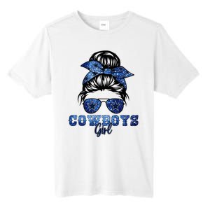 Funny Messy Bun Cowboys Girl Sport Fan Tall Fusion ChromaSoft Performance T-Shirt