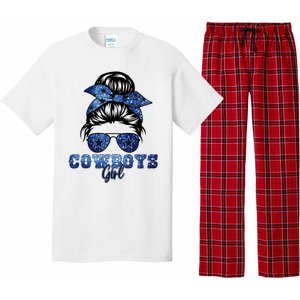 Funny Messy Bun Cowboys Girl Sport Fan Pajama Set