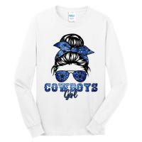 Funny Messy Bun Cowboys Girl Sport Fan Tall Long Sleeve T-Shirt