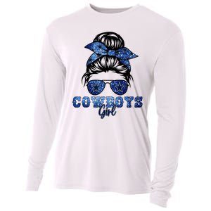 Funny Messy Bun Cowboys Girl Sport Fan Cooling Performance Long Sleeve Crew