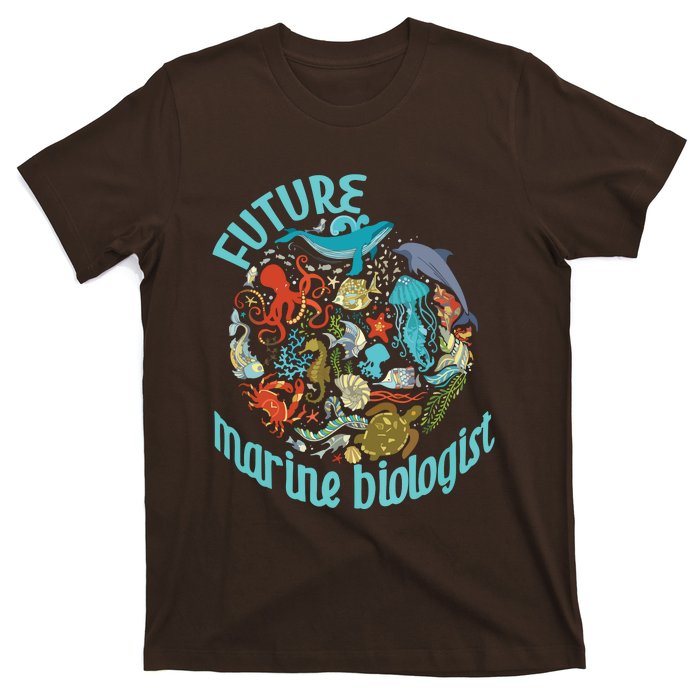 Future Marine Biologist Ocean Life Drawing Whale Octopus T-Shirt