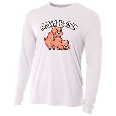 Funny Making Bacon For Women Cool Pig Bacon Joke Cooling Performance Long Sleeve Crew