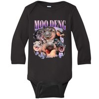 Funny Moodeng Baby Pygmy Hippo Cute Zoo For Family Gift Baby Long Sleeve Bodysuit