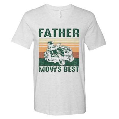 Father Mows Best Lawn Care Dad Mowing Gardener FatherS Day V-Neck T-Shirt