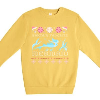 Favorite Mermaid Beach Vacation Ugly Merry Xmas Santa Gift Premium Crewneck Sweatshirt