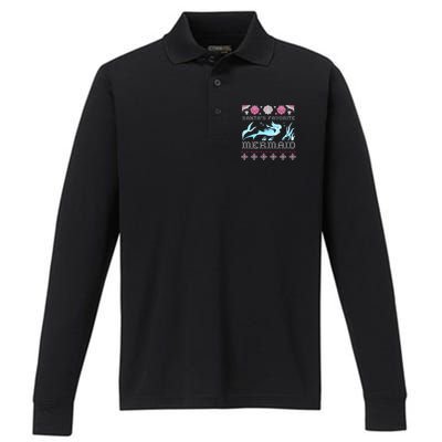 Favorite Mermaid Beach Vacation Ugly Merry Xmas Santa Gift Performance Long Sleeve Polo