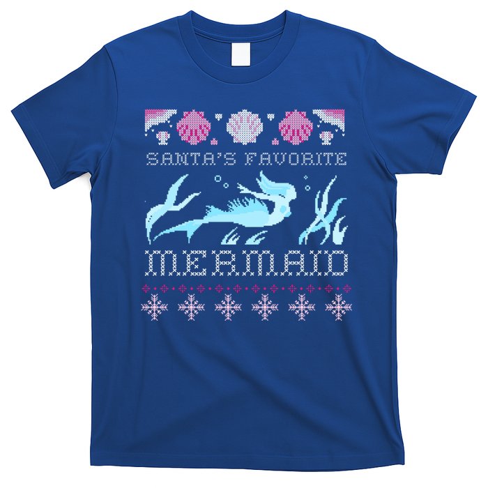 Favorite Mermaid Beach Vacation Ugly Merry Xmas Santa Gift T-Shirt