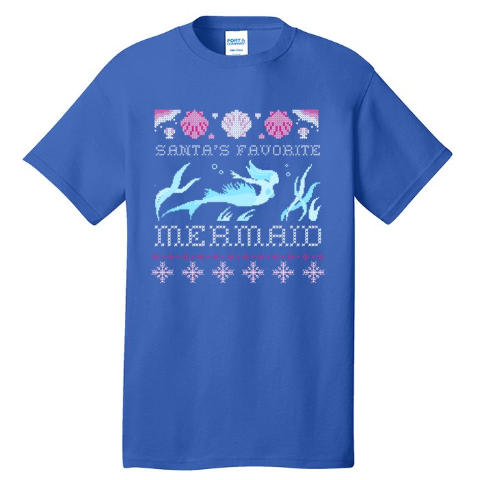 Favorite Mermaid Beach Vacation Ugly Merry Xmas Santa Gift Tall T-Shirt