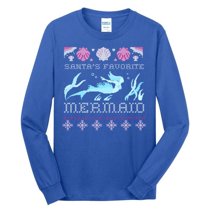 Favorite Mermaid Beach Vacation Ugly Merry Xmas Santa Gift Tall Long Sleeve T-Shirt