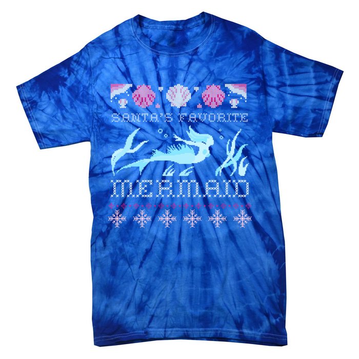 Favorite Mermaid Beach Vacation Ugly Merry Xmas Santa Gift Tie-Dye T-Shirt