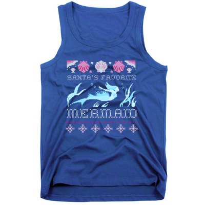 Favorite Mermaid Beach Vacation Ugly Merry Xmas Santa Gift Tank Top