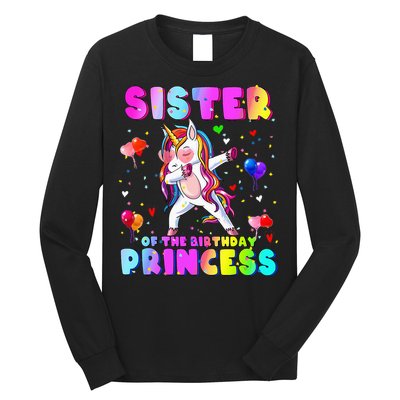 Family Matching Birthday Princess Dabbing Unicorn Sister Long Sleeve Shirt
