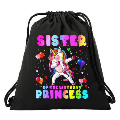 Family Matching Birthday Princess Dabbing Unicorn Sister Drawstring Bag
