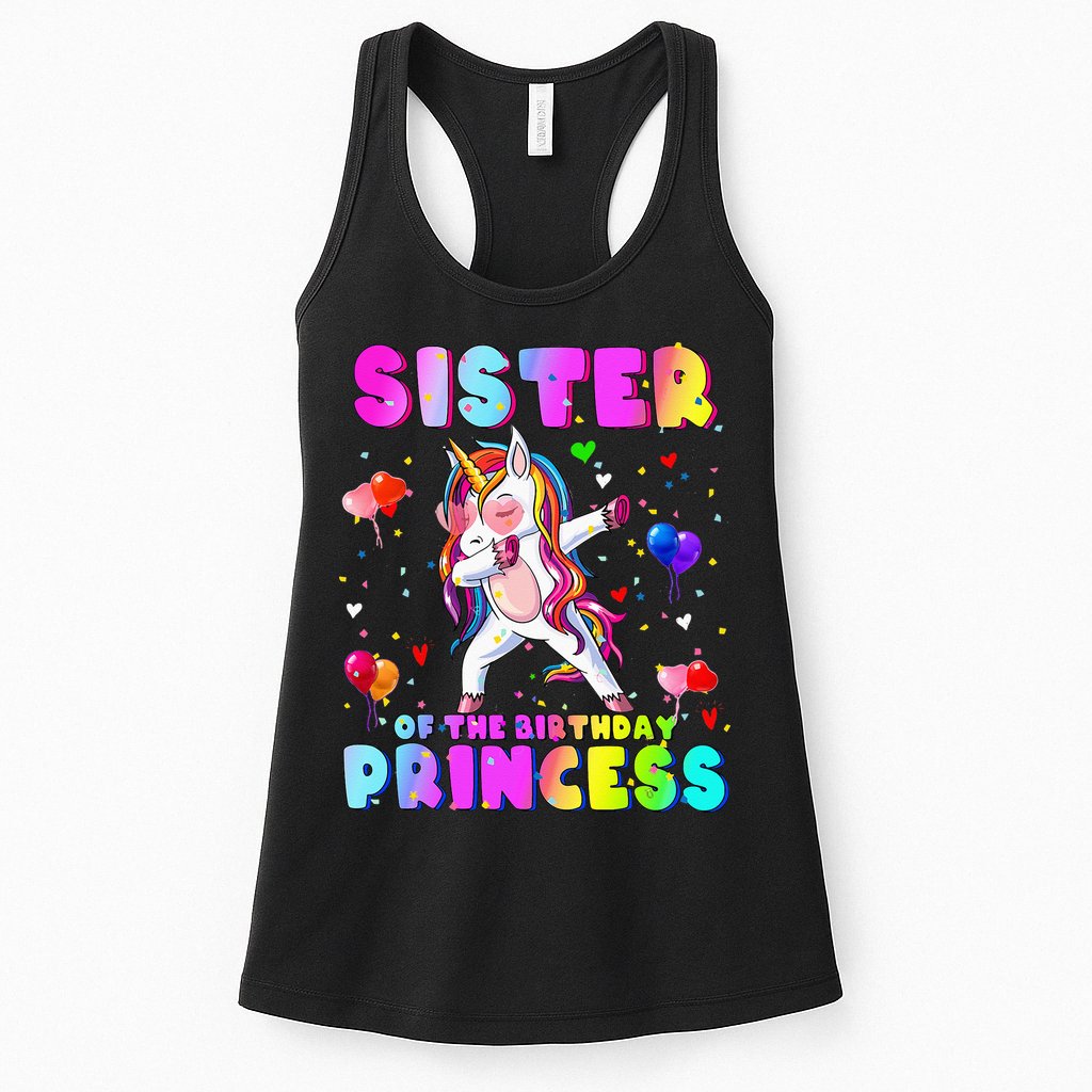 Family Matching Birthday Princess Dabbing Unicorn Sister Womens Tank Top