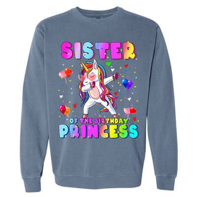 Family Matching Birthday Princess Dabbing Unicorn Sister Garment-Dyed Sweatshirt