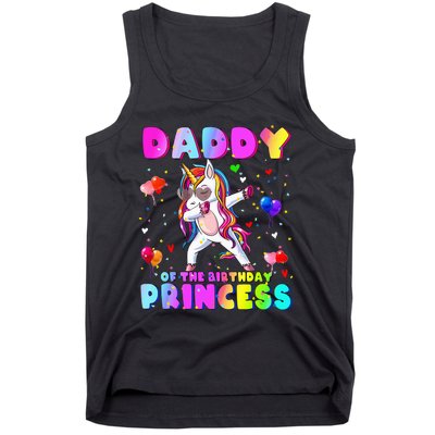 Family Matching Birthday Princess Girl Dabbing Unicorn Dad Tank Top