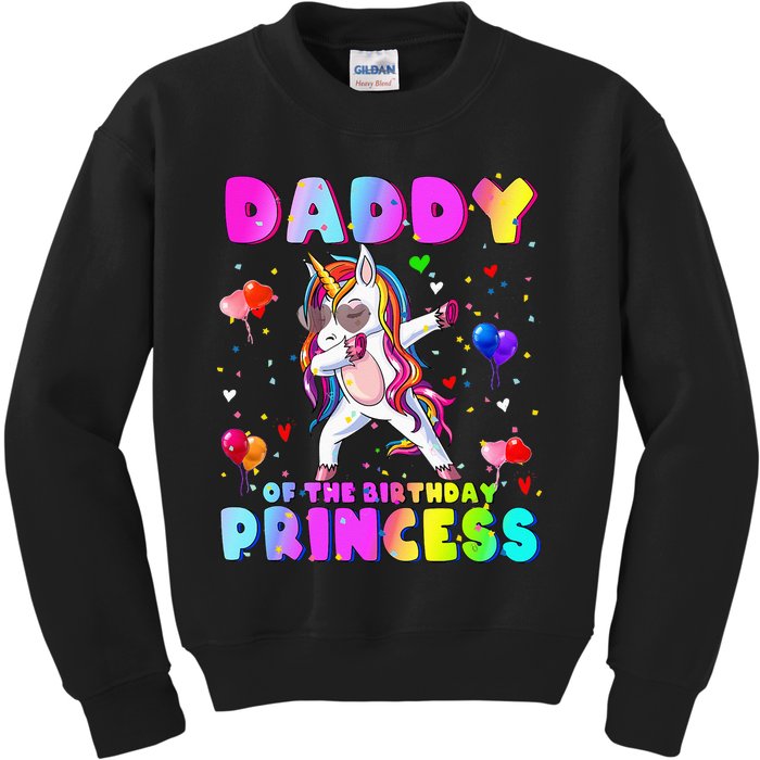 Family Matching Birthday Princess Girl Dabbing Unicorn Dad Kids Sweatshirt