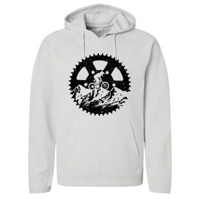 Funny Mountain Biking Art Mtb Mountain Biker Performance Fleece Hoodie