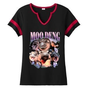 Funny Moodeng Baby Pygmy Hippo Cute Zoo For Family Ladies Halftime Notch Neck Tee