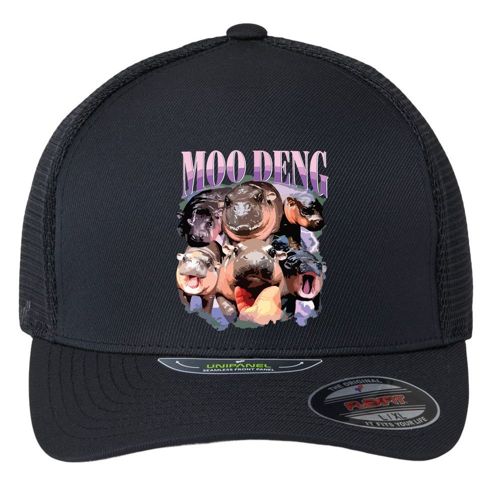 Funny Moodeng Baby Pygmy Hippo Cute Zoo For Family Flexfit Unipanel Trucker Cap