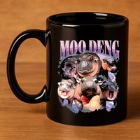 Funny Moodeng Baby Pygmy Hippo Cute Zoo For Family 11oz C Handle Ceramic Mug