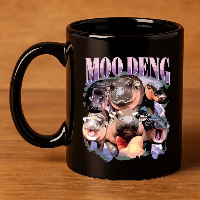Funny Moodeng Baby Pygmy Hippo Cute Zoo For Family 11oz C Handle Ceramic Mug