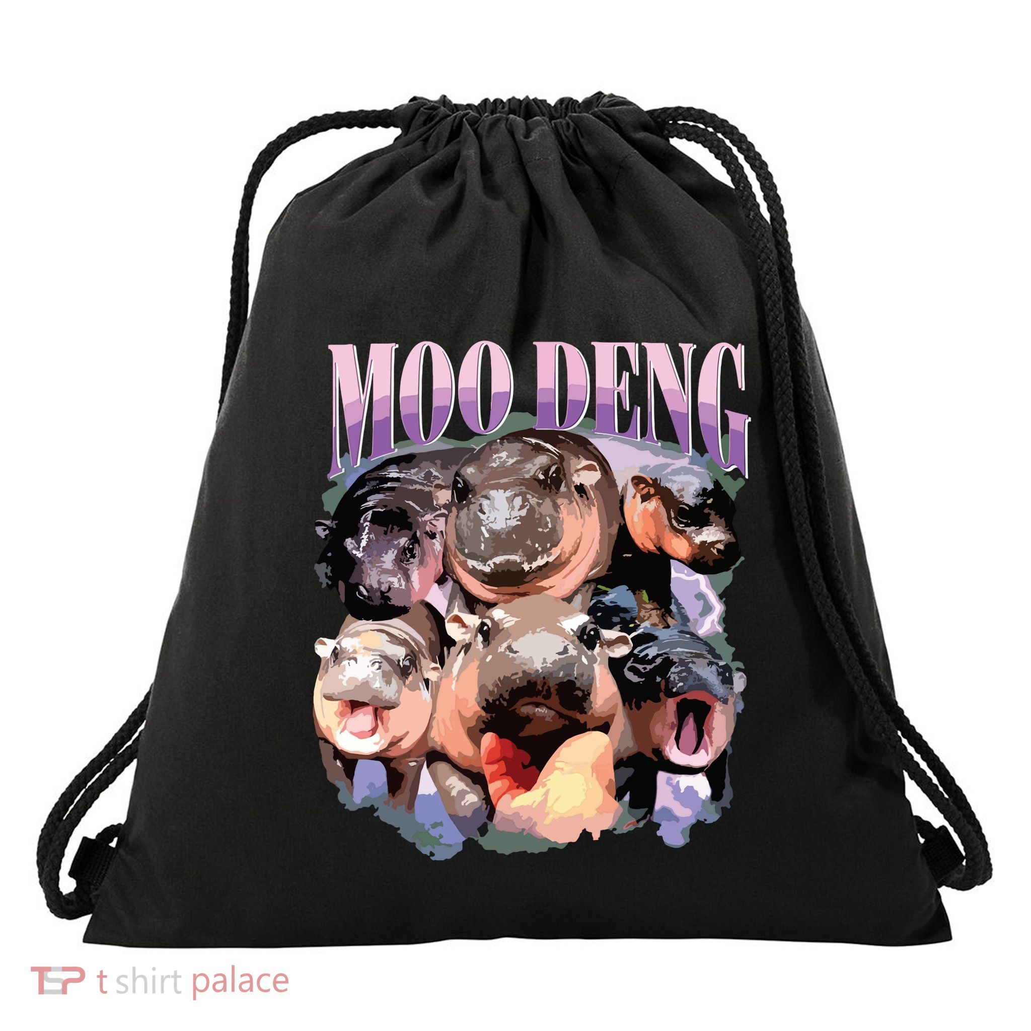 Funny Moodeng Baby Pygmy Hippo Cute Zoo For Family Drawstring Bag