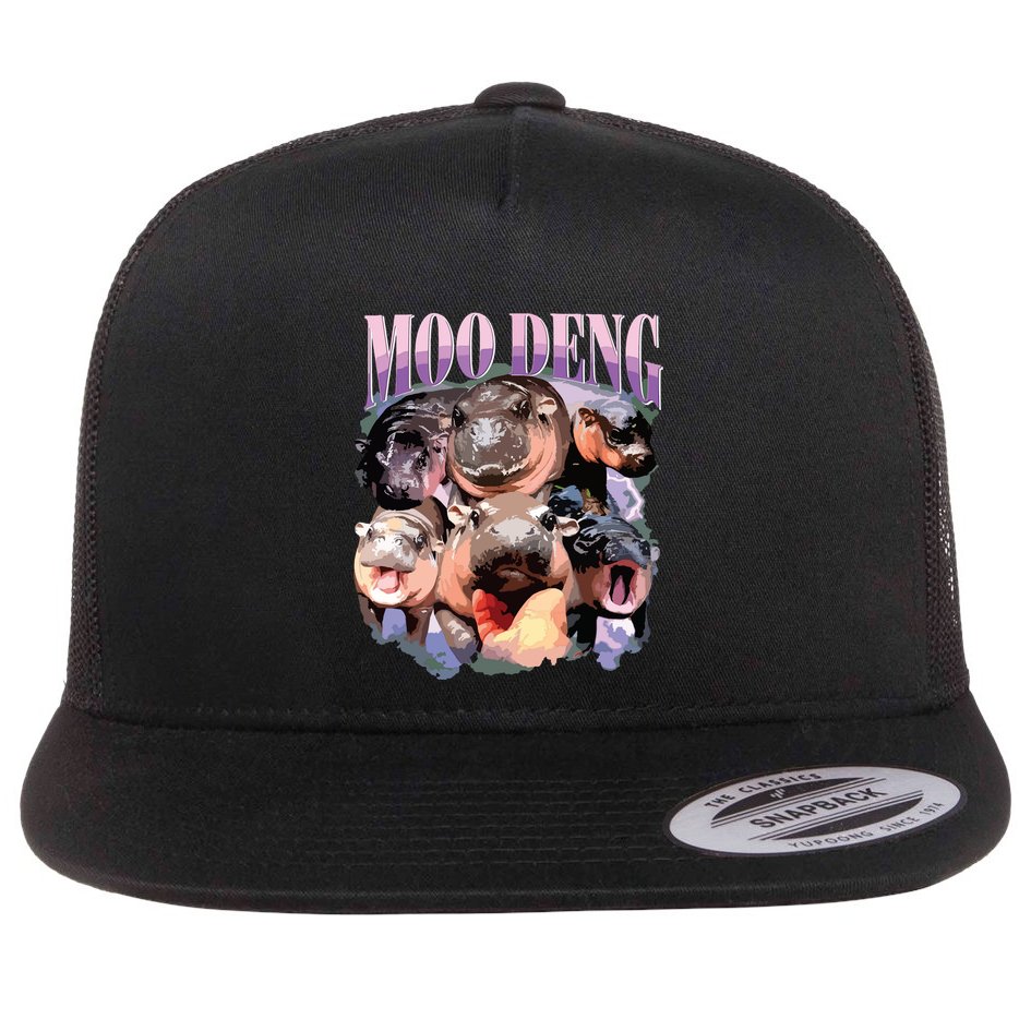Funny Moodeng Baby Pygmy Hippo Cute Zoo For Family Flat Bill Trucker Hat