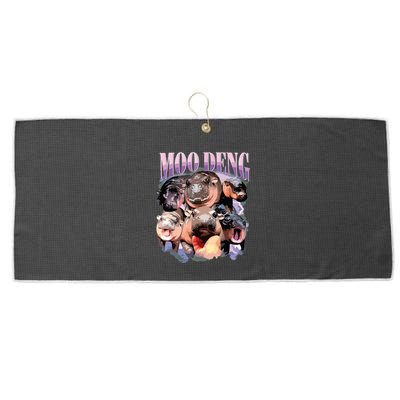 Funny Moodeng Baby Pygmy Hippo Cute Zoo For Family Large Microfiber Waffle Golf Towel
