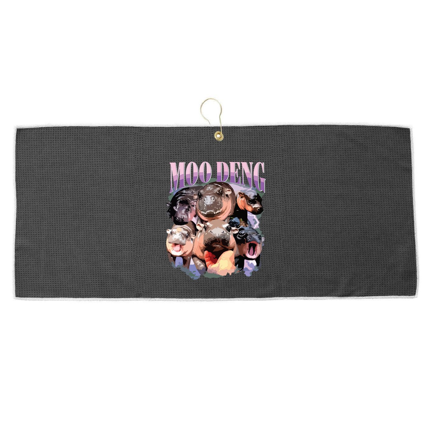 Funny Moodeng Baby Pygmy Hippo Cute Zoo For Family Large Microfiber Waffle Golf Towel
