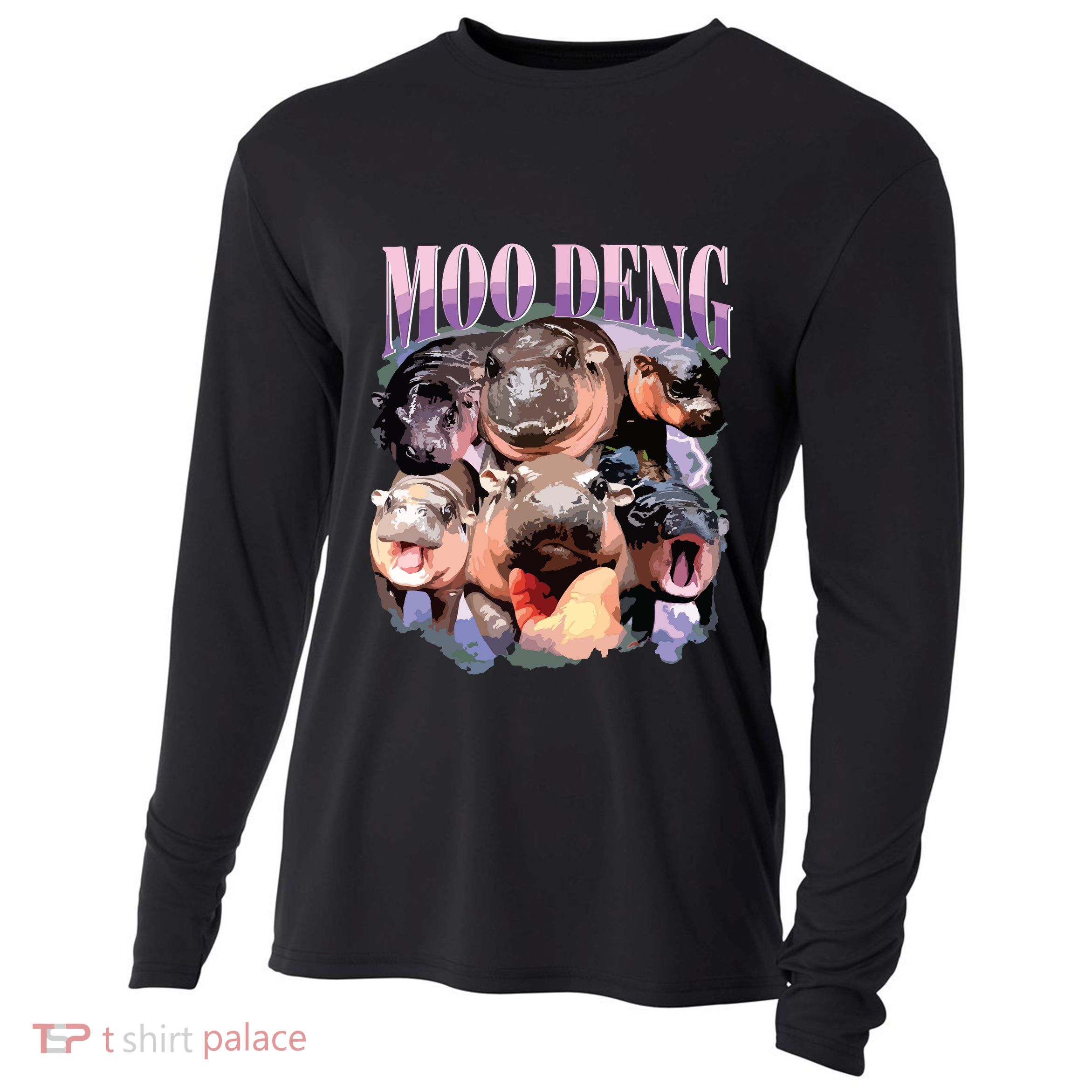 Funny Moodeng Baby Pygmy Hippo Cute Zoo For Family Cooling Performance Long Sleeve Crew