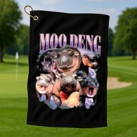 Funny Moodeng Baby Pygmy Hippo Cute Zoo For Family Golf Towel