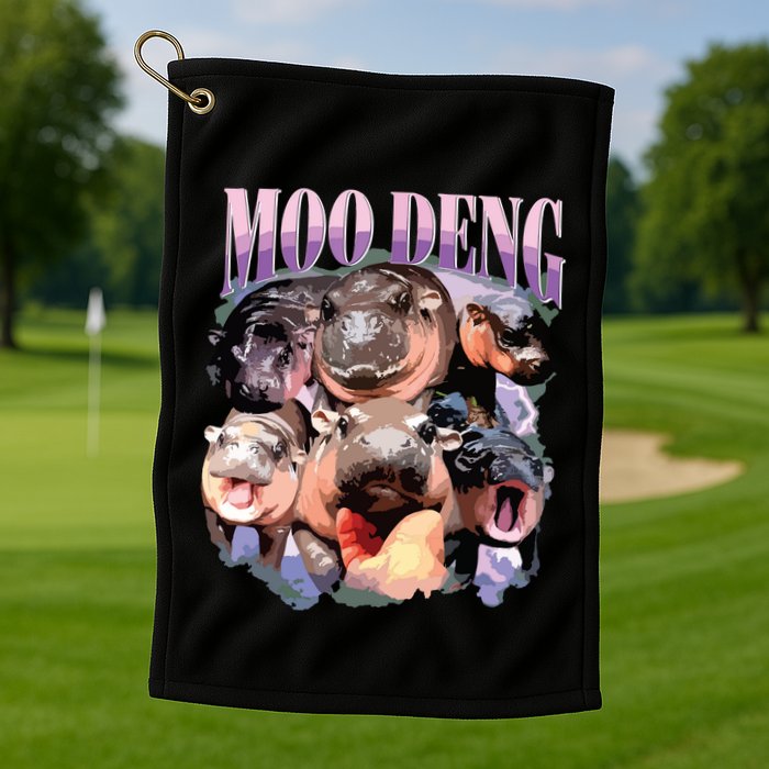 Funny Moodeng Baby Pygmy Hippo Cute Zoo For Family Golf Towel