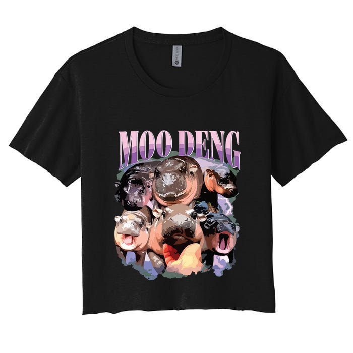 Funny Moodeng Baby Pygmy Hippo Cute Zoo For Family Crop Top