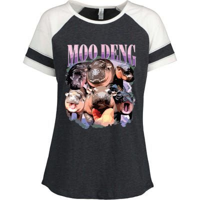 Funny Moodeng Baby Pygmy Hippo Cute Zoo For Family Enza Ladies Jersey Colorblock Tee