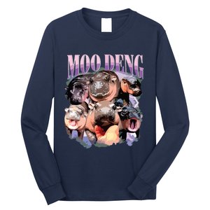 Funny Moodeng Baby Pygmy Hippo Cute Zoo For Family Long Sleeve Shirt