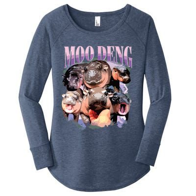 Funny Moodeng Baby Pygmy Hippo Cute Zoo For Family Women's Perfect Tri Tunic Long Sleeve Shirt